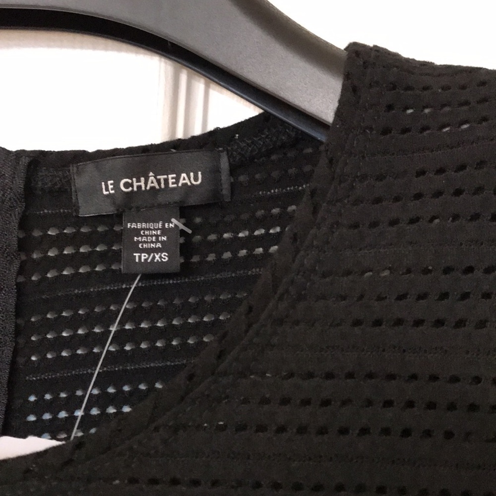 Le Chateau Black Peplum Top; Semi-Sheer; Removable Cami; New with Tags; Size XS - Picture 2 of 16